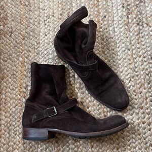 n.d.c 40 Brown Suede Floppy Moto Boots Slouchy